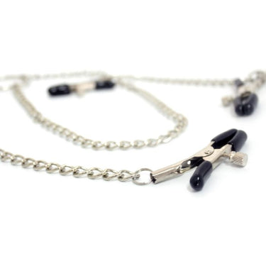 a black and silver chain with a pair of scissors on it